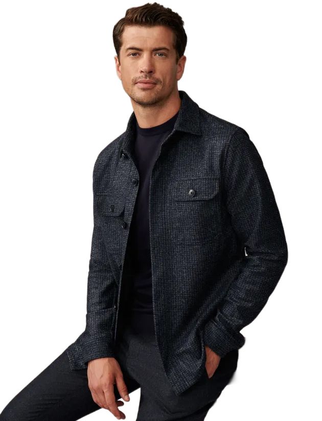 Cavallaro overshirt donkerblauw Elisio dubbele borstzakken