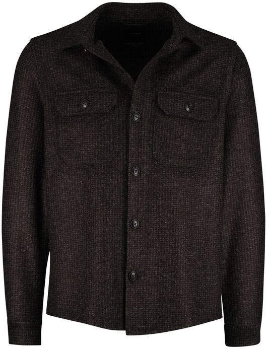 Cavallaro overshirt bruin effen slim fit