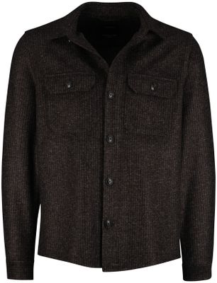 Cavallaro Cavallaro overshirt bruin slim fit effen