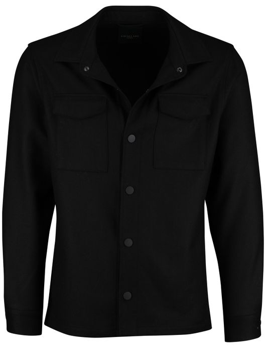 Cavallaro overshirt zwart effen slim fit
