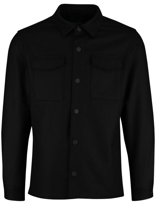 Cavallaro overshirt zwart effen slim fit