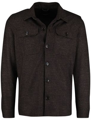 Cavallaro Cavallaro Zento overshirt bruin slim fit effen