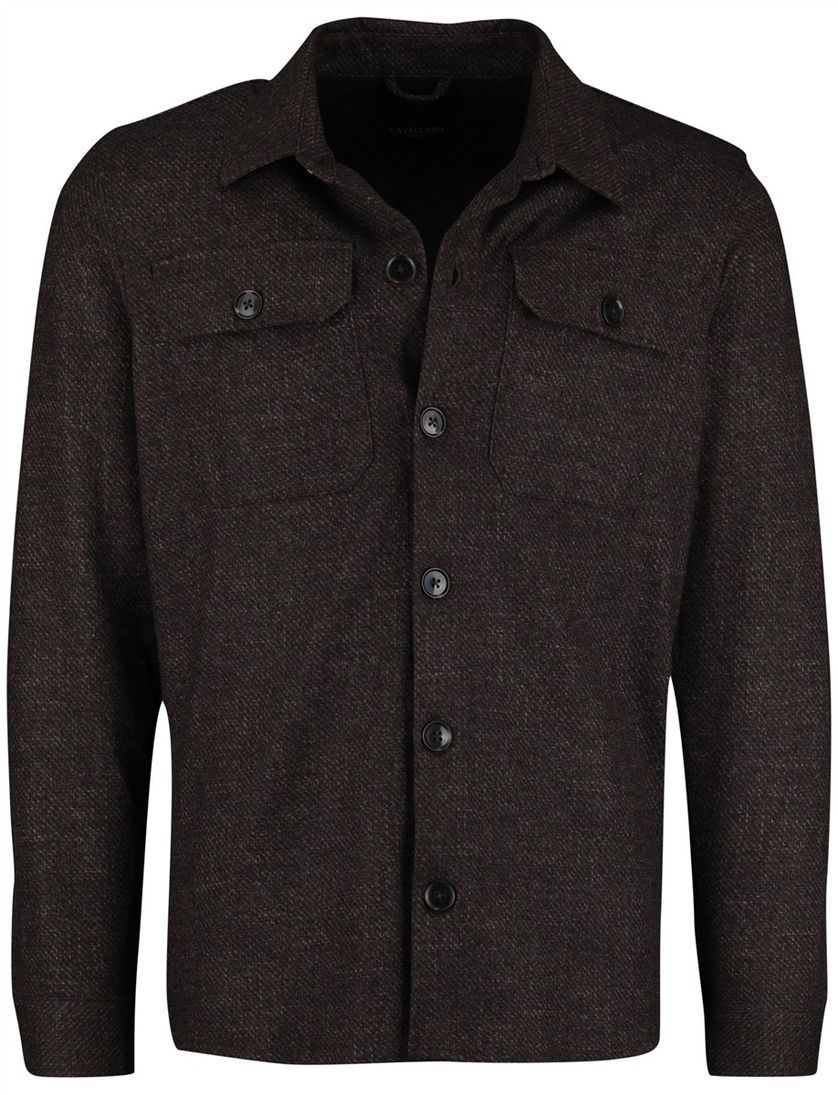 Cavallaro Zento overshirt bruin slim fit effen