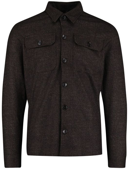 Cavallaro Zento overshirt bruin effen slim fit