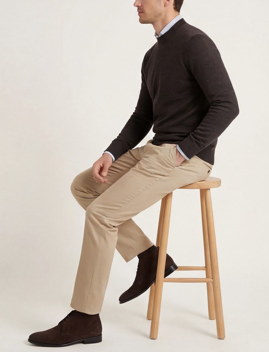 Portofino trui turtle neck bruin extra lang