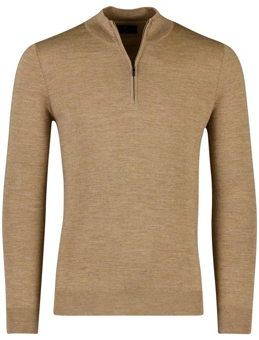 Portofino gemeleerde trui beige half zip