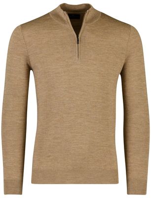 Portofino Trui Portofino half zip gemeleerd beige