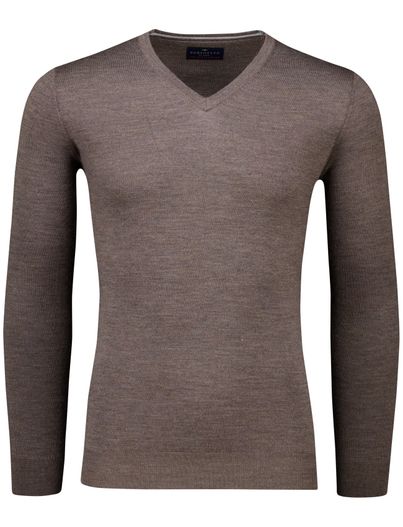 Portofino Portofino trui bruin gemeleerd v hals