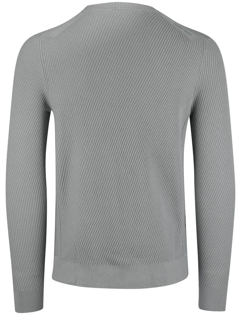 Cast Iron trui slim fit ronde hals groen effen