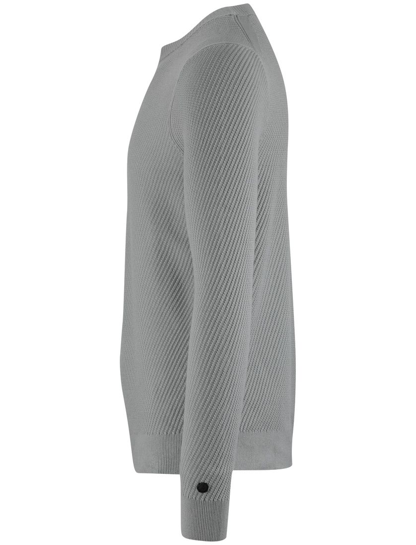 Cast Iron trui slim fit ronde hals groen effen