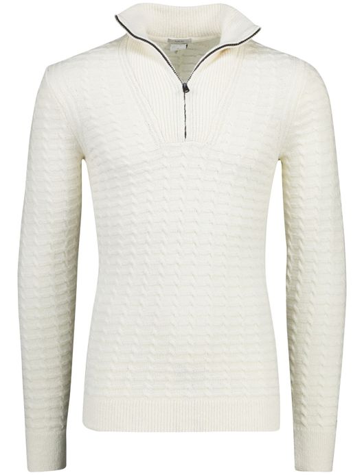 Slim fit half zip trui Cast Iron creme