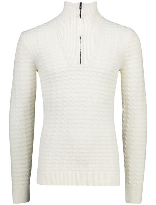 Slim fit half zip trui Cast Iron creme