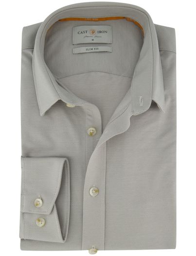 Cast Iron Cast Iron overhemd slim fit grijs katoen