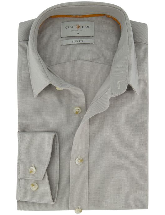 Cast Iron overhemd slim fit grijs katoen