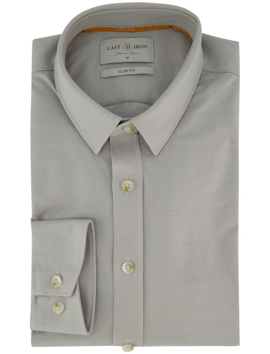 Cast Iron overhemd slim fit grijs katoen