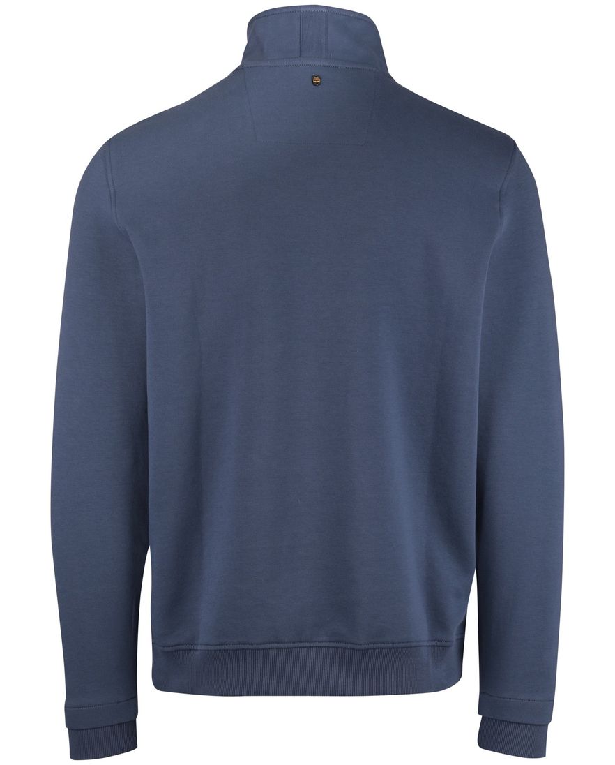 Pme legend half zip trui blauw effen katoen
