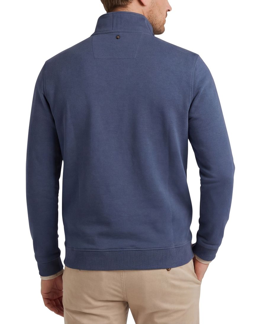 Pme legend half zip trui blauw effen katoen