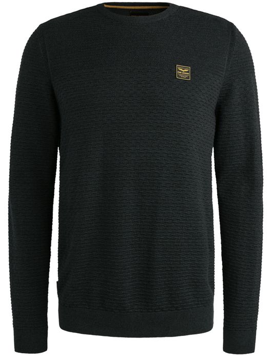 PME Legend Trui donker blauw katoen patroon ronde hals