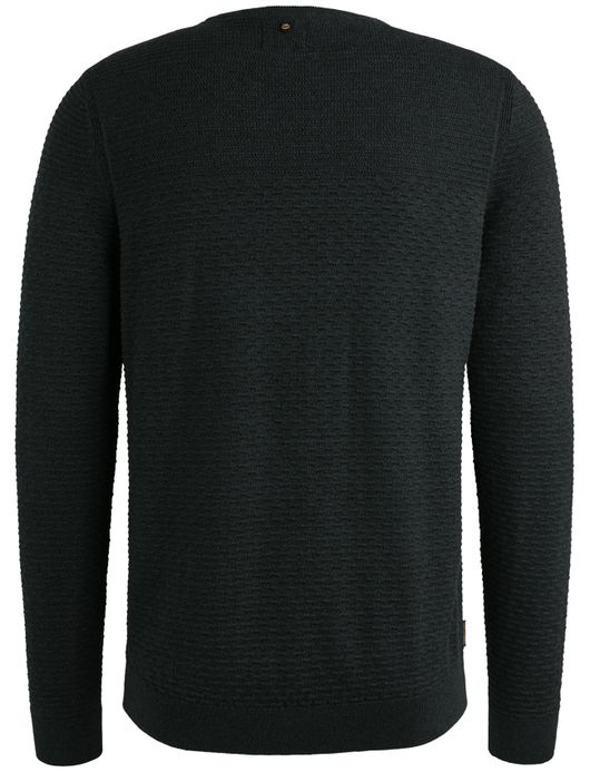 PME Legend Trui donker blauw katoen patroon ronde hals