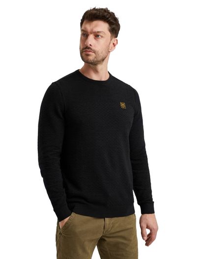 PME Legend PME Legend Trui d.blauw ronde hals katoen patroon