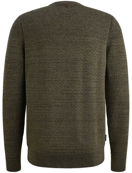 PME Legend Trui donker groen katoen patroon ronde hals