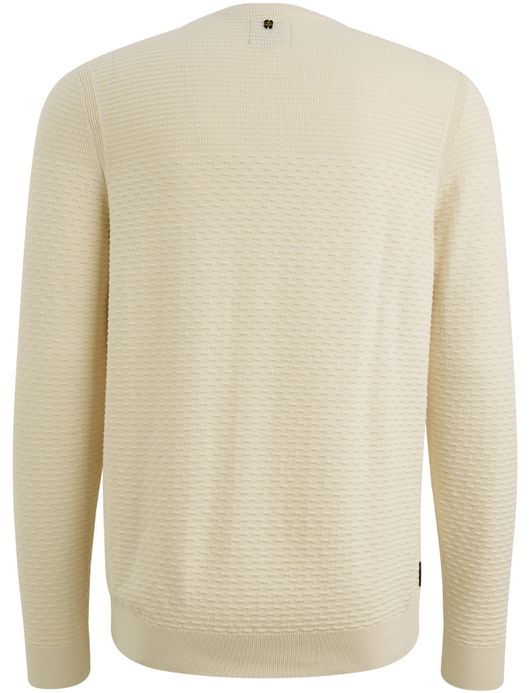 PME Legend Trui creme katoen patroon ronde hals
