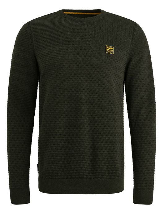 PME Legend Trui zwart katoen patroon ronde hals