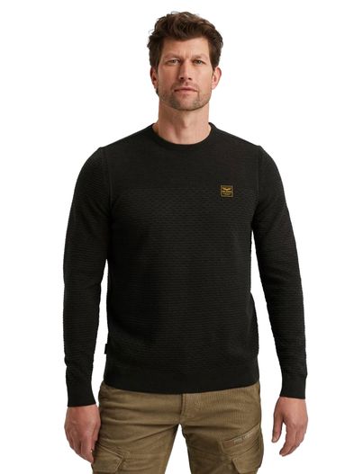 PME Legend PME Legend Trui zwart ronde hals katoen patroon
