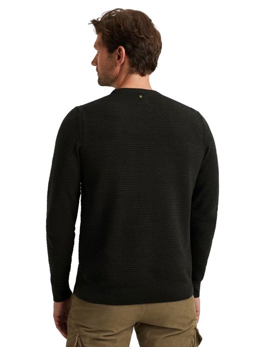 PME Legend Trui zwart ronde hals katoen patroon