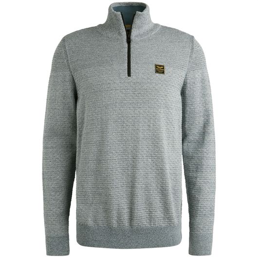 PME Legend Trui lichtblauw katoen patroon half zip