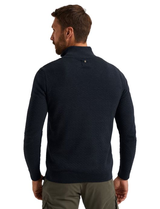 PME Legend Trui lichtblauw katoen patroon half zip