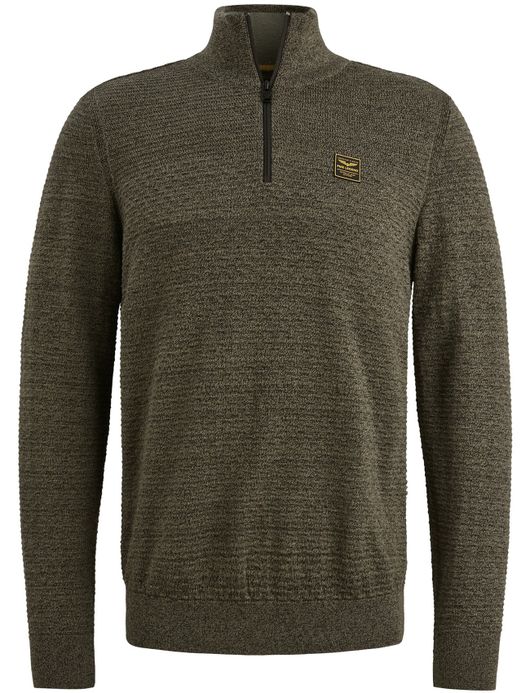 PME Legend Trui groen katoen patroon half zip