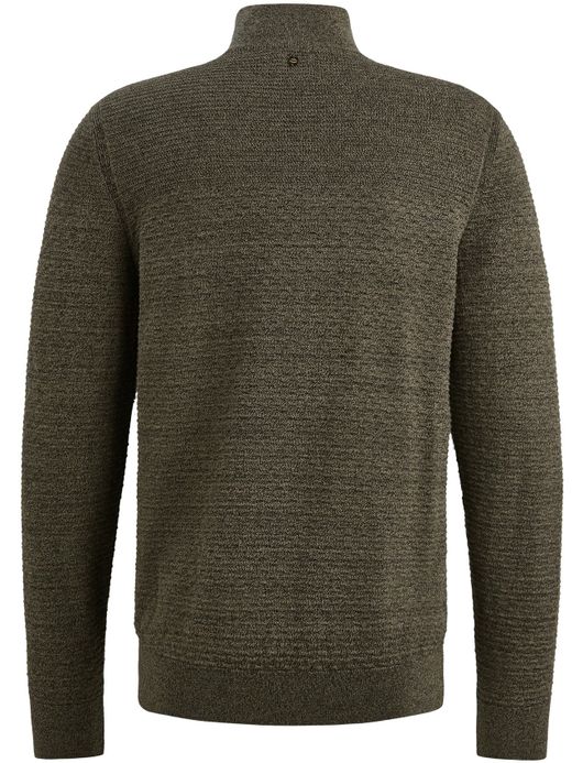 PME Legend Trui groen katoen patroon half zip