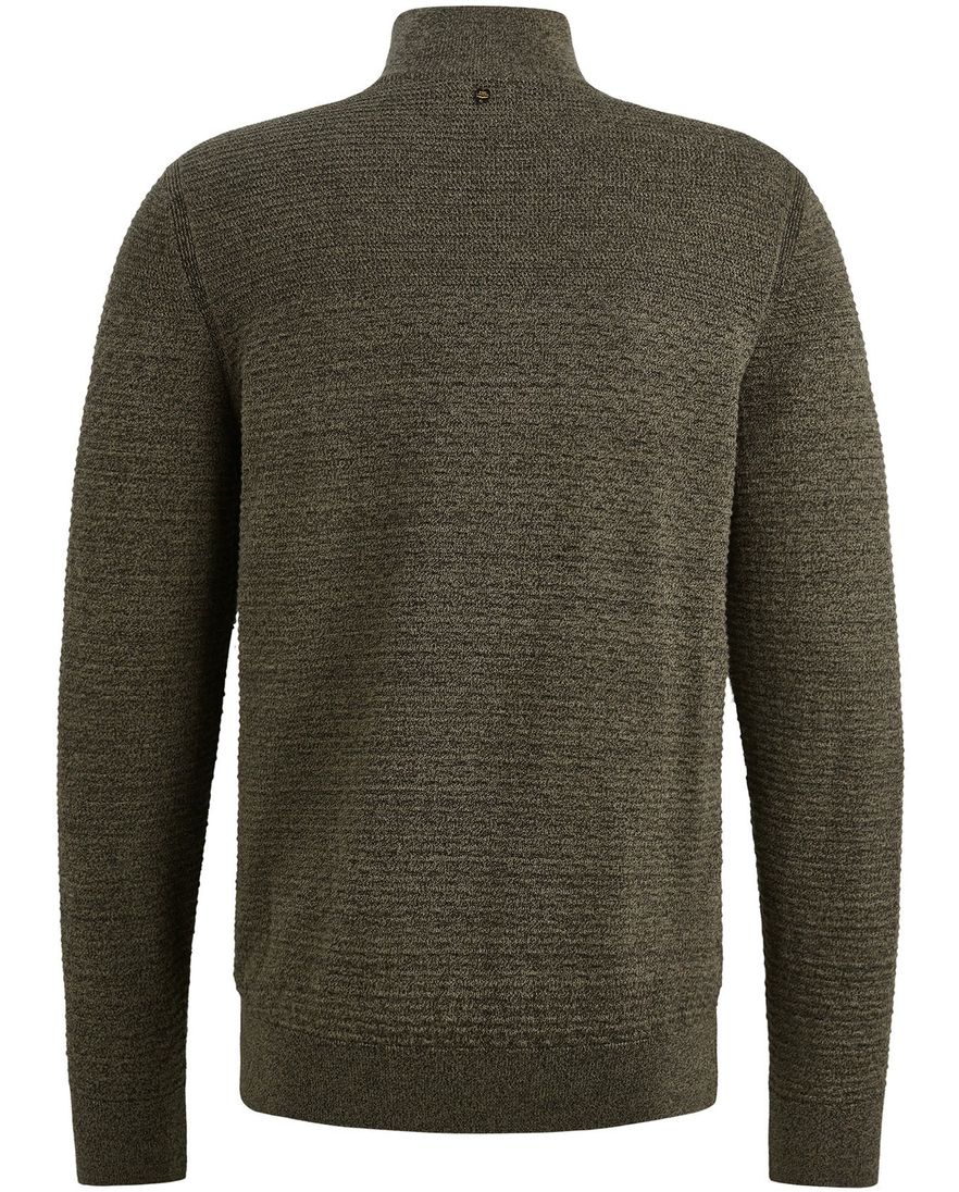 PME Legend Trui groen katoen patroon half zip
