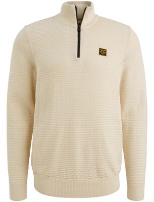 PME Legend PME Legend Trui creme half zip katoen patroon