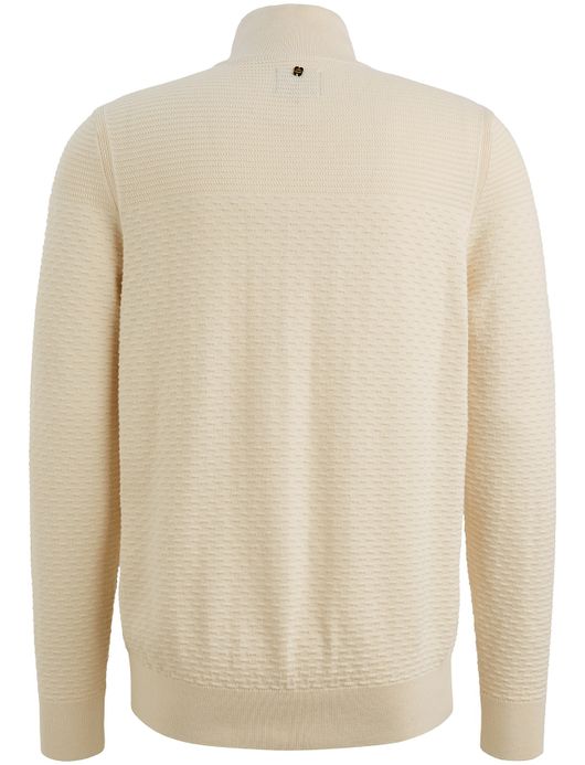 PME Legend Trui creme katoen patroon half zip