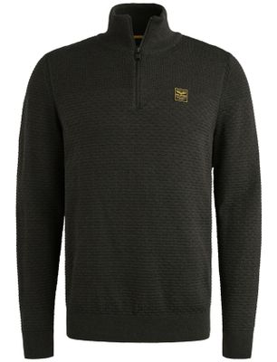 PME Legend PME Legend Trui zwart half zip katoen patroon