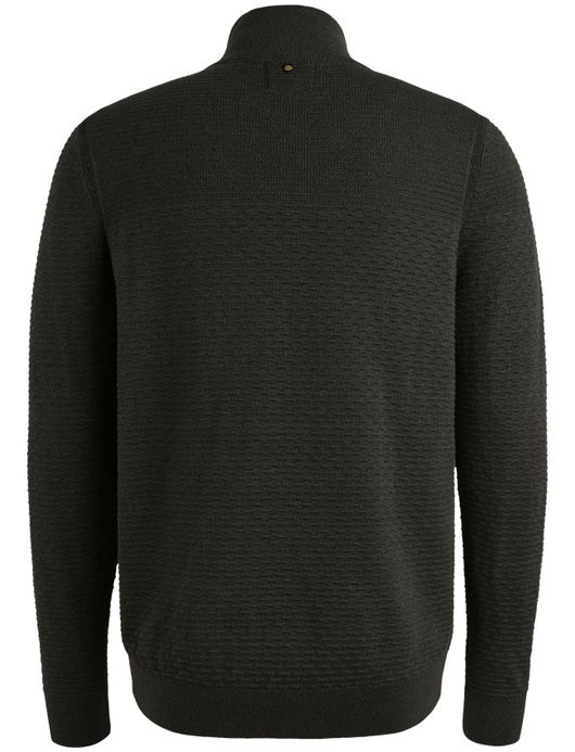 PME Legend Trui zwart katoen patroon half zip