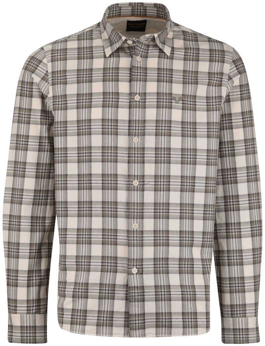 PME Legend overhemd geruit bruin normale fit katoen