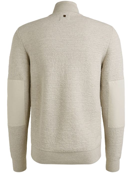 PME Legend Vest beige structuur elleboog patches zwarte rits