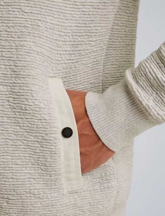 PME Legend Vest beige structuur elleboog patches zwarte rits