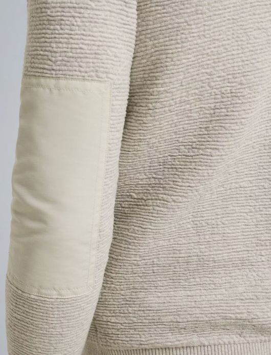 PME Legend Vest beige structuur elleboog patches zwarte rits