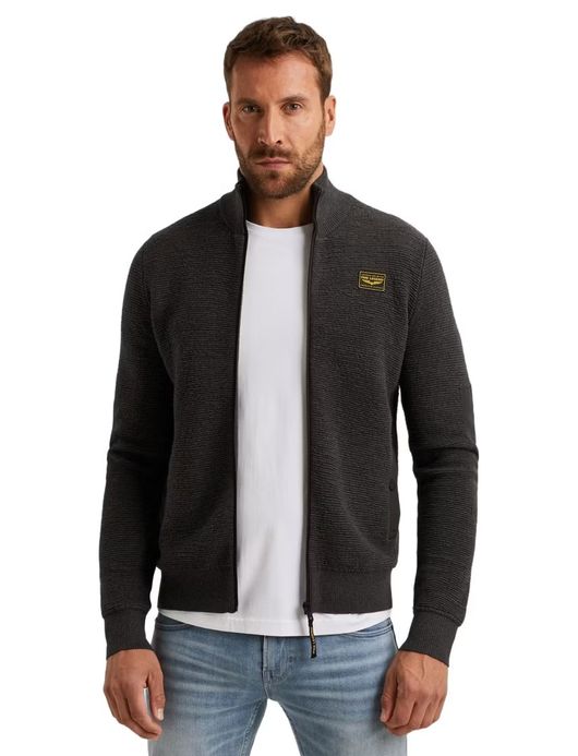 PME Legend Vest grijs structuur elleboog patches zwarte rits