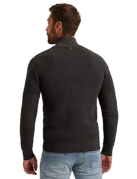 PME Legend Vest grijs structuur elleboog patches zwarte rits