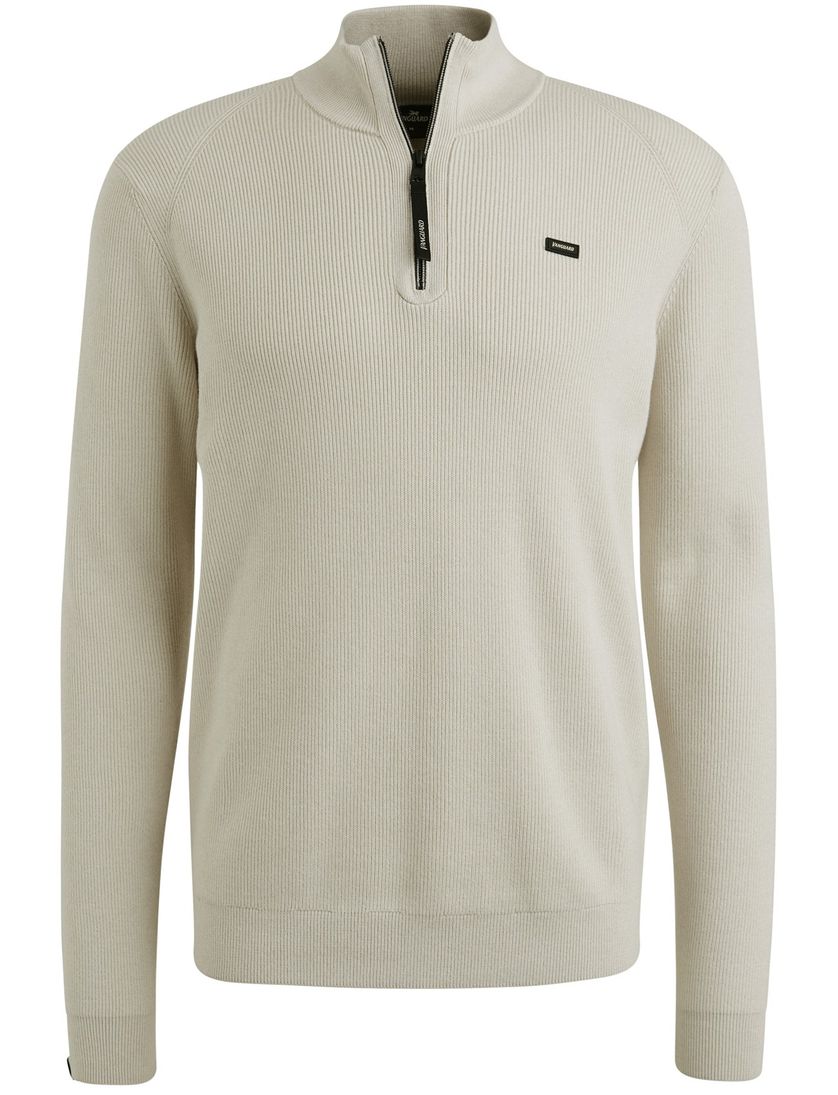 Trui Vanguard Creme Half Zip opstaande kraag zwarte rits
