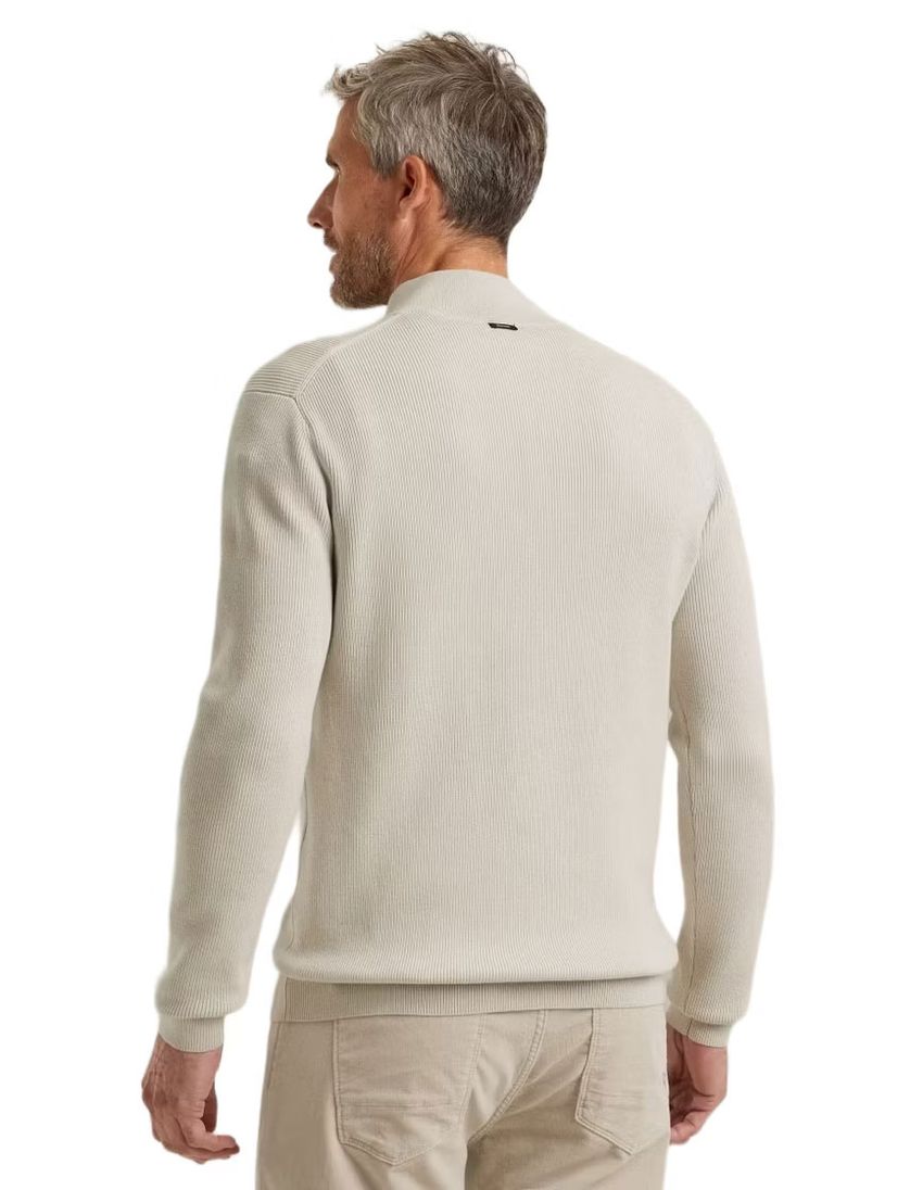 Trui Vanguard Creme Half Zip opstaande kraag zwarte rits