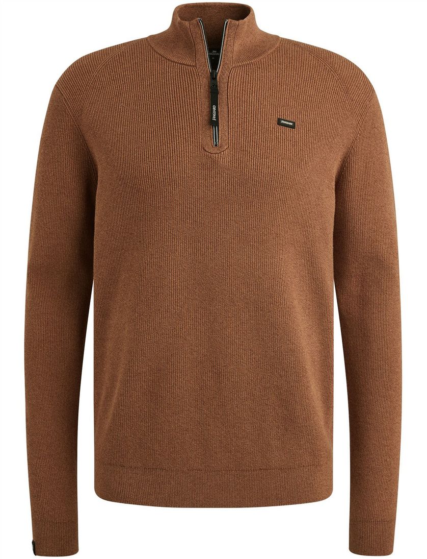 Trui Vanguard Bruin Half Zip opstaande kraag zwarte rits