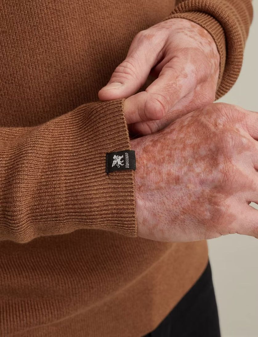 Trui Vanguard Bruin Half Zip opstaande kraag zwarte rits