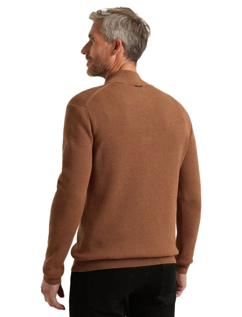 Trui Vanguard Bruin Half Zip opstaande kraag zwarte rits