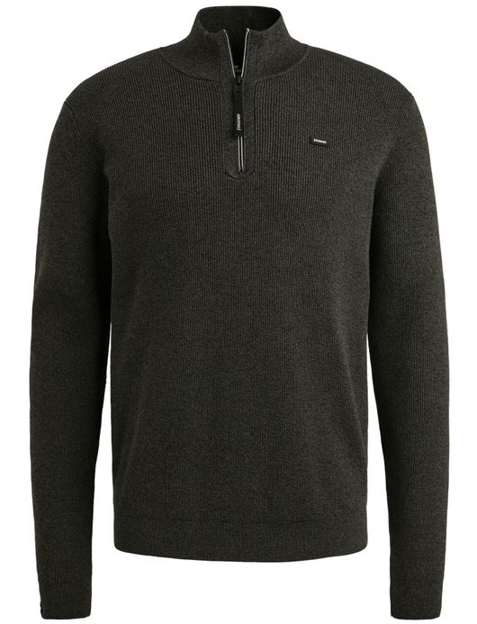 Vanguard Trui Grijs Half Zip zwarte rits opstaande kraag